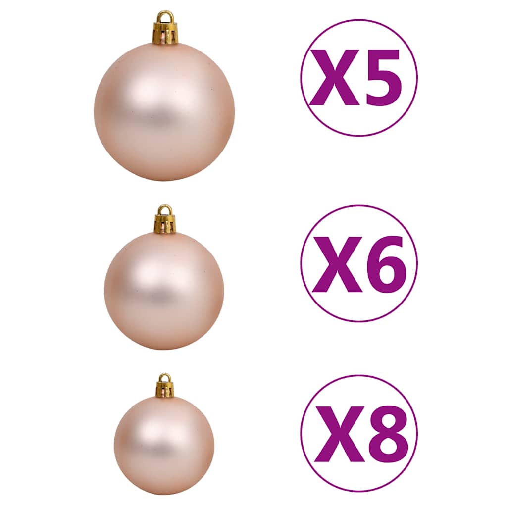 vidaXL Sztuczna choinka z lampkami i bombkami, złota, 120 cm, PET