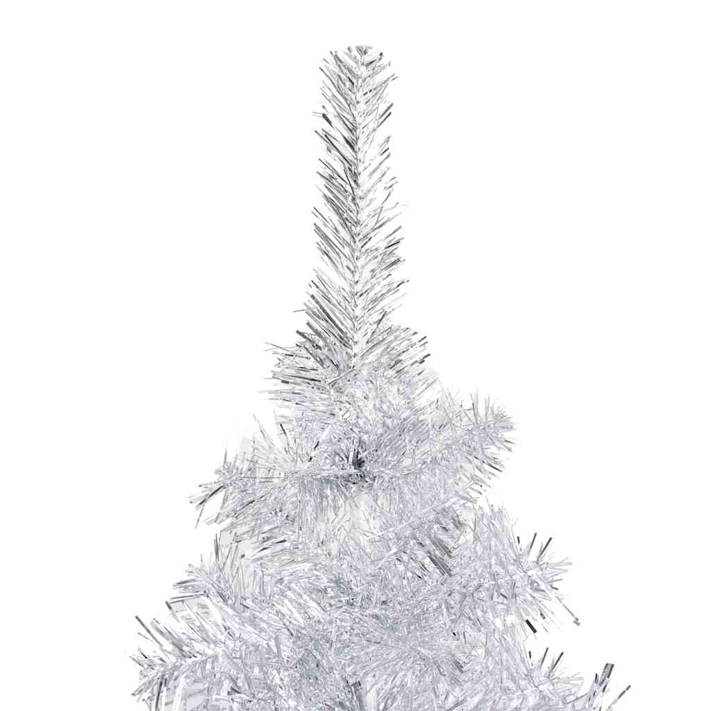 vidaXL Sztuczna choinka z lampkami i bombkami, srebrna, 150 cm, PET