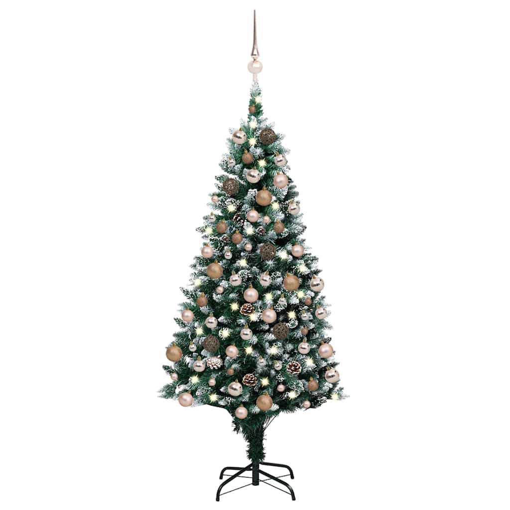 vidaXL Sztuczna choinka z LED, bombkami i szyszkami, 150 cm