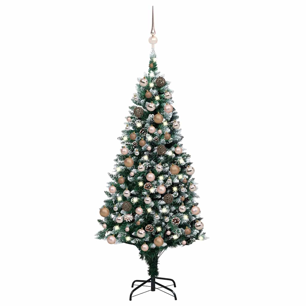 vidaXL Sztuczna choinka z LED, bombkami i szyszkami, 180 cm