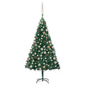vidaXL Sztuczna choinka z lampkami i bombkami, zielona, 120 cm, PVC