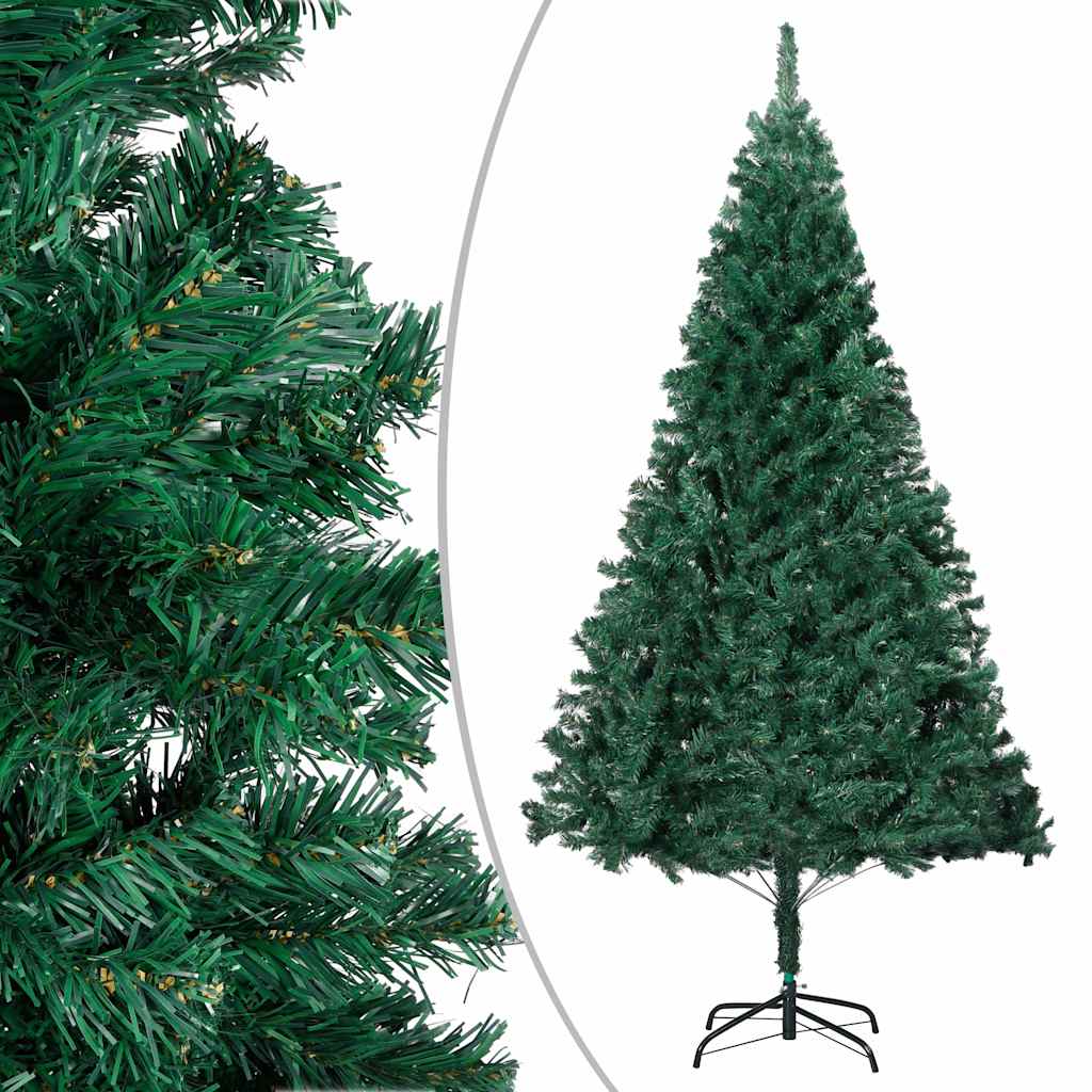 vidaXL Sztuczna choinka z lampkami i bombkami, zielona, 120 cm, PVC