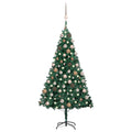 vidaXL Sztuczna choinka z lampkami i bombkami, zielona, 180 cm, PVC
