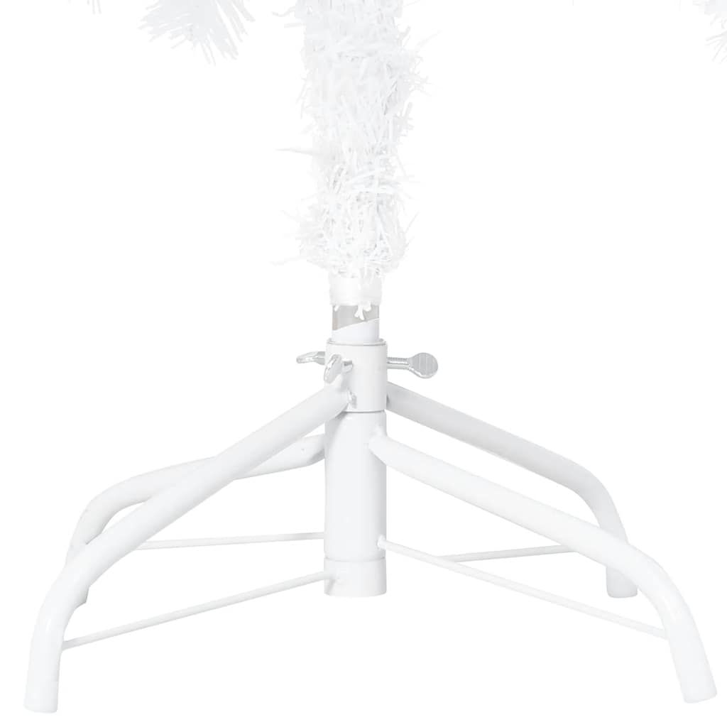 vidaXL Sztuczna choinka z lampkami i bombkami, biała, 120 cm, PVC