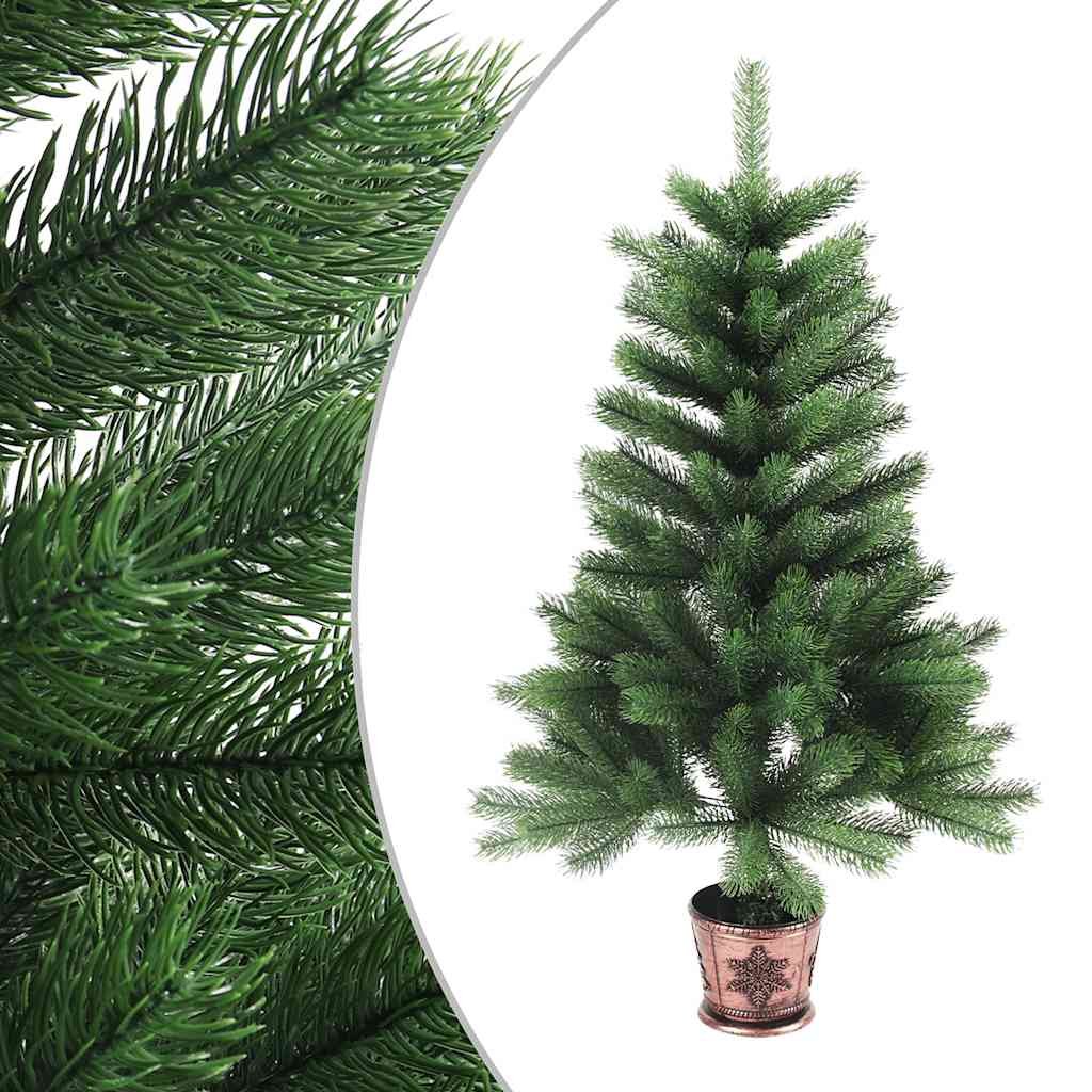 vidaXL Sztuczna choinka z lampkami i bombkami, 90 cm, zielona