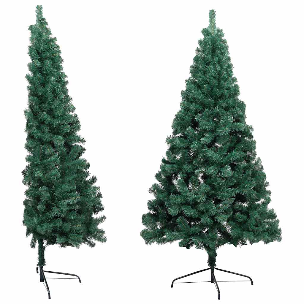 vidaXL Choinka z lampkami i bombkami, połówka, zielona, 120 cm