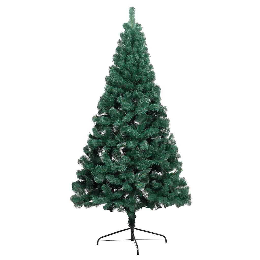 vidaXL Choinka z lampkami i bombkami, połówka, zielona, 120 cm