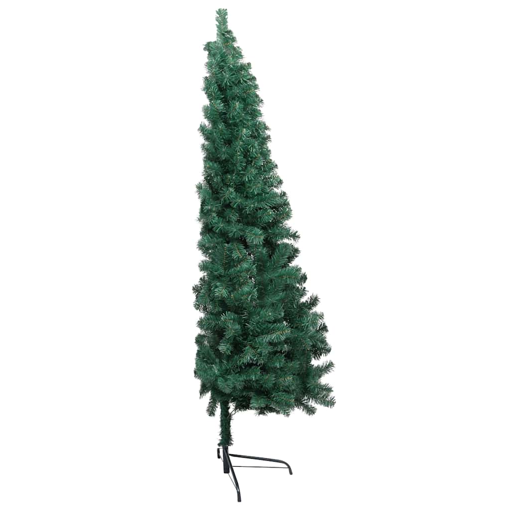vidaXL Choinka z lampkami i bombkami, połówka, zielona, 120 cm