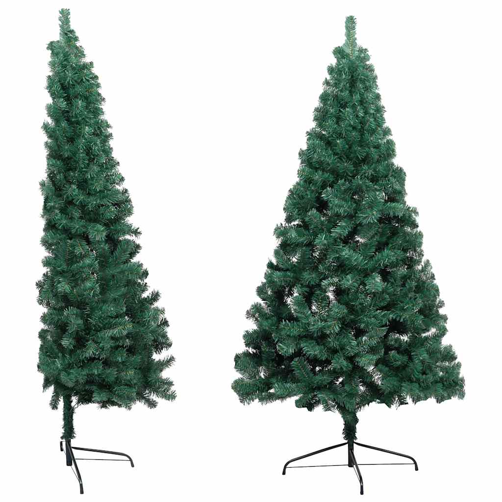 vidaXL Choinka z lampkami i bombkami, połówka, zielona, 150 cm