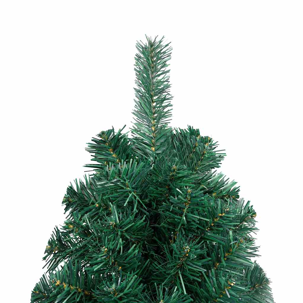 vidaXL Choinka z lampkami i bombkami, połówka, zielona, 180 cm