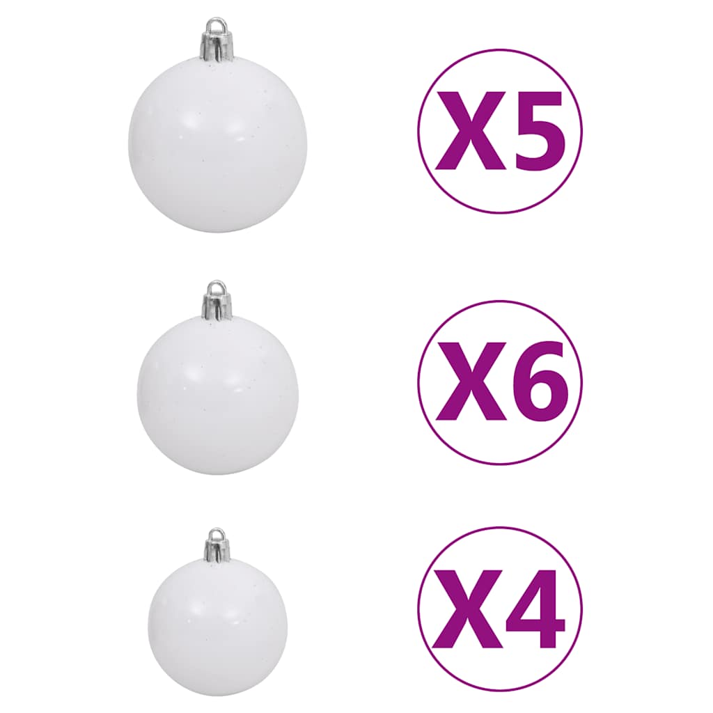 vidaXL Choinka z lampkami i bombkami, połówka, zielona, 240 cm