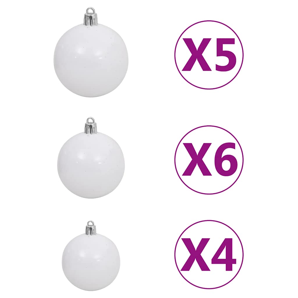 vidaXL Sztuczna choinka z lampkami i bombkami, różowa, 120 cm, PVC