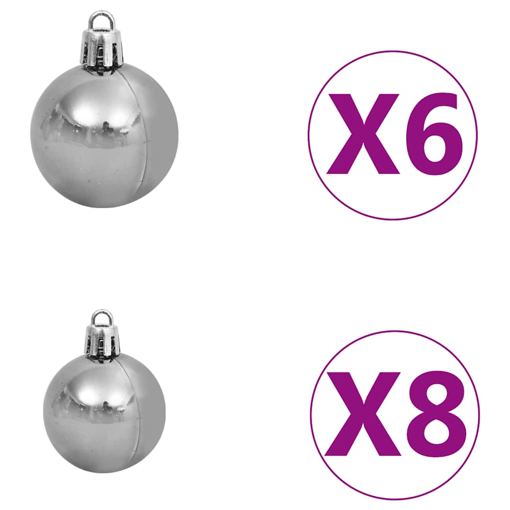 vidaXL Sztuczna choinka z lampkami i bombkami, różowa, 120 cm, PVC