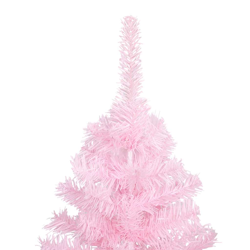 vidaXL Sztuczna choinka z lampkami i bombkami, różowa, 150 cm, PVC