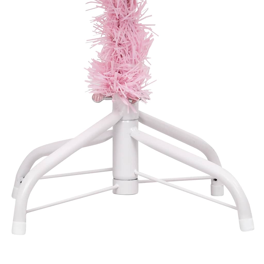 vidaXL Sztuczna choinka z lampkami i bombkami, różowa, 150 cm, PVC