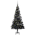 vidaXL Sztuczna choinka z lampkami i bombkami, czarna, 120 cm, PVC