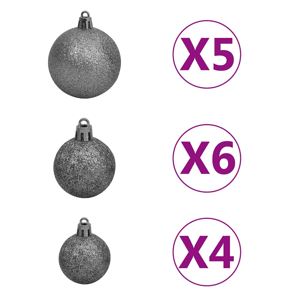 vidaXL Sztuczna choinka z lampkami i bombkami, czarna, 120 cm, PVC