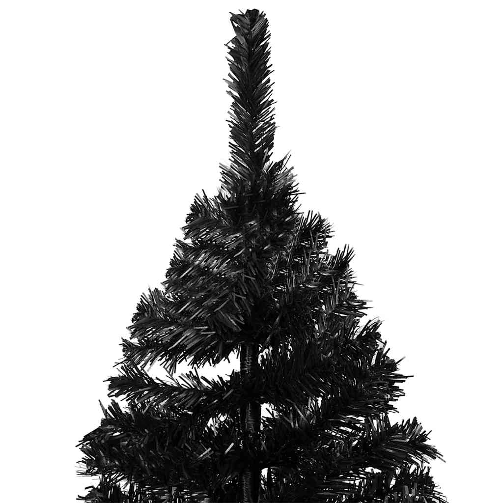 vidaXL Sztuczna choinka z lampkami i bombkami, czarna, 240 cm, PVC