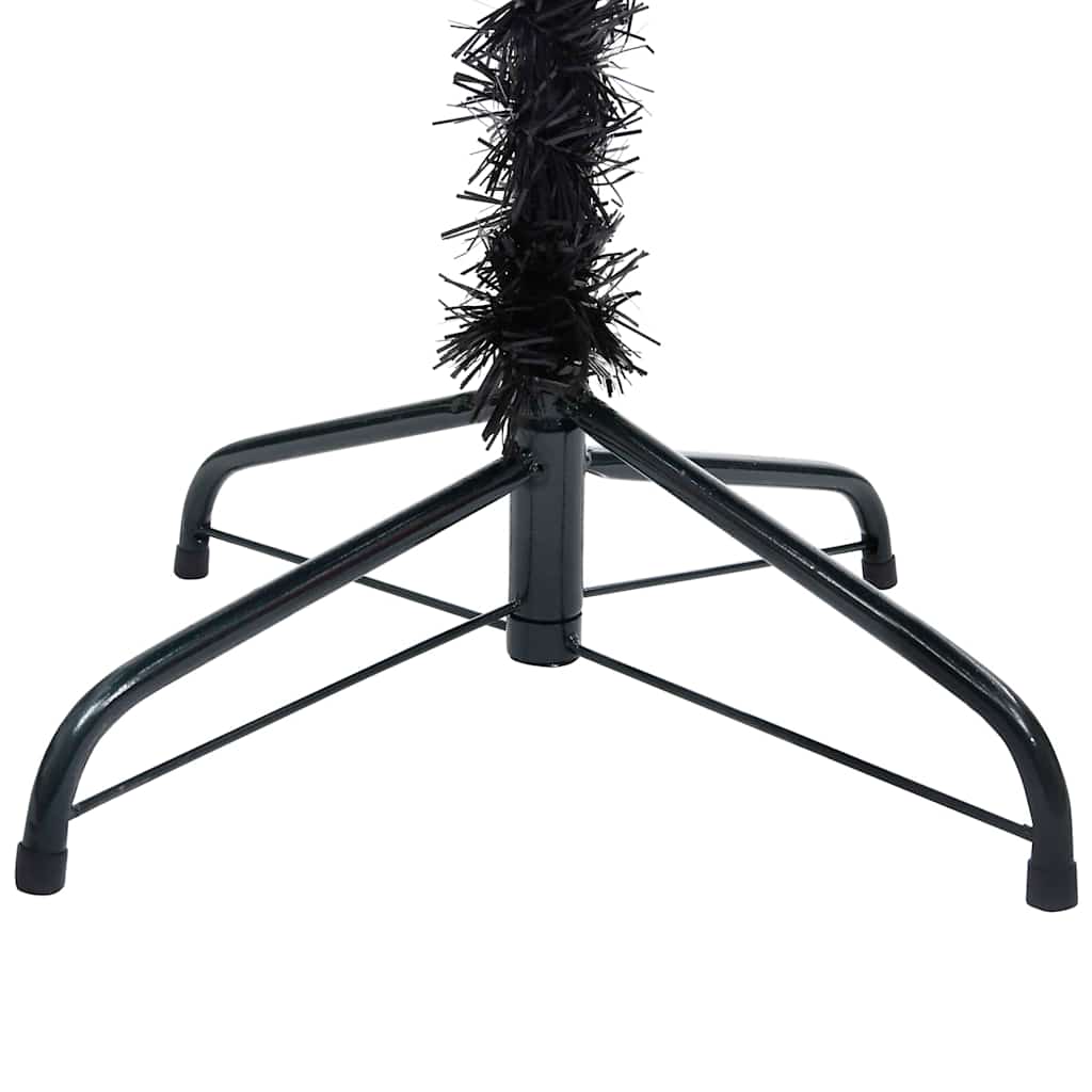 vidaXL Sztuczna choinka z lampkami i bombkami, czarna, 240 cm, PVC