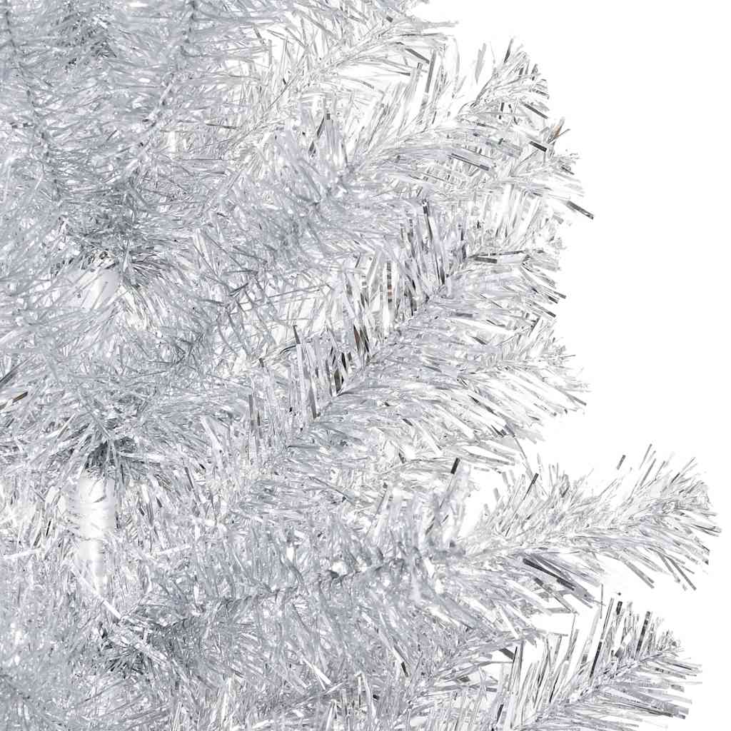 vidaXL Sztuczna choinka z lampkami i bombkami, srebrna, 120 cm, PET