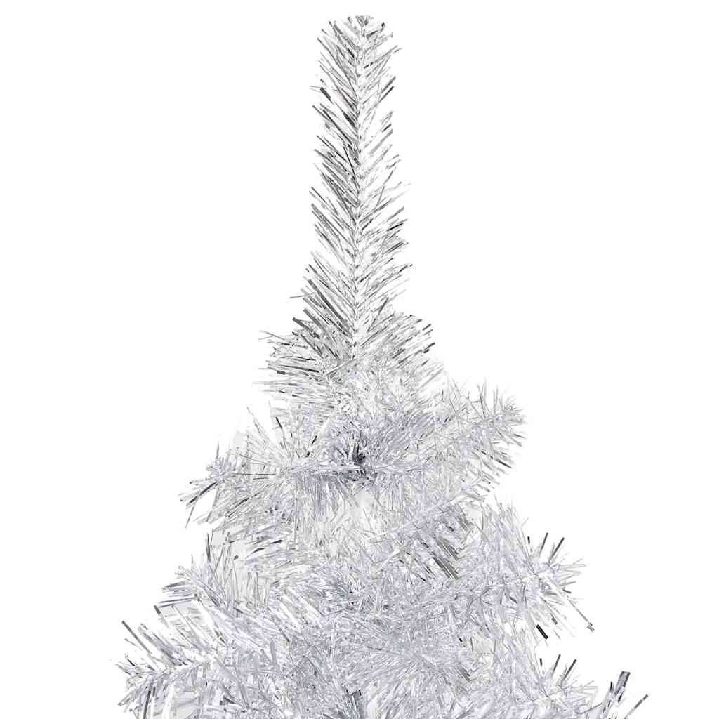 vidaXL Sztuczna choinka z lampkami i bombkami, srebrna, 120 cm, PET