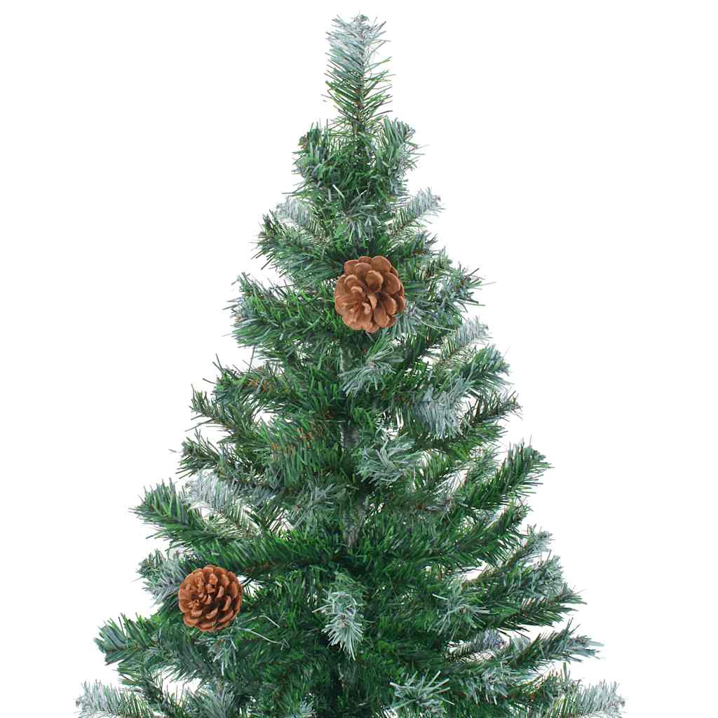 vidaXL Sztuczna choinka z lampkami, bombkami i szyszkami, 210 cm