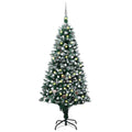 vidaXL Sztuczna choinka z LED, bombkami i szyszkami, 210 cm