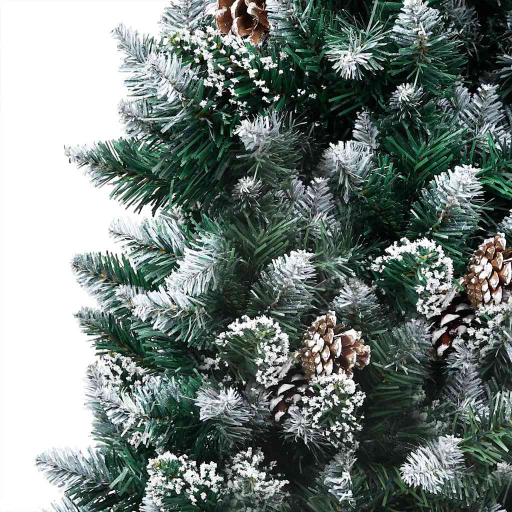 vidaXL Sztuczna choinka z LED, bombkami i szyszkami, 210 cm