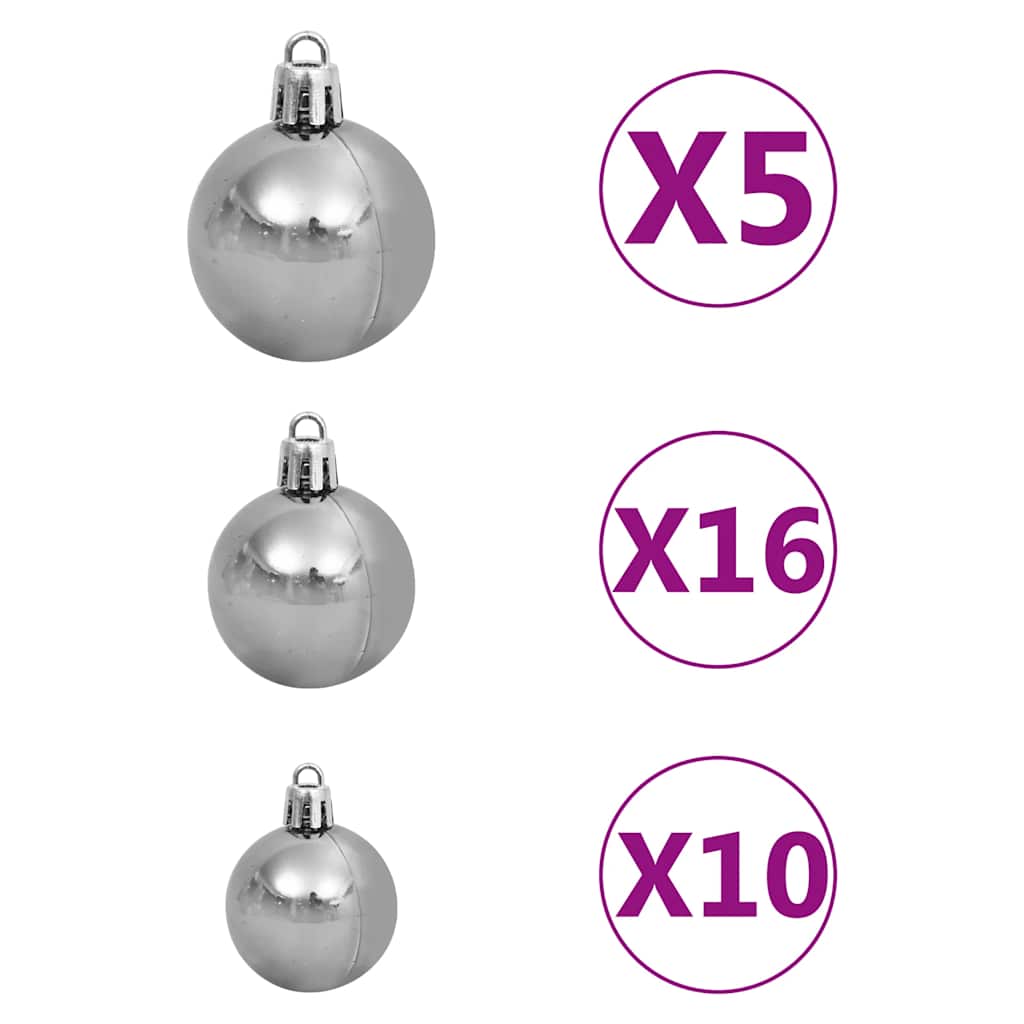 vidaXL Sztuczna choinka z LED, bombkami i szyszkami, 240 cm