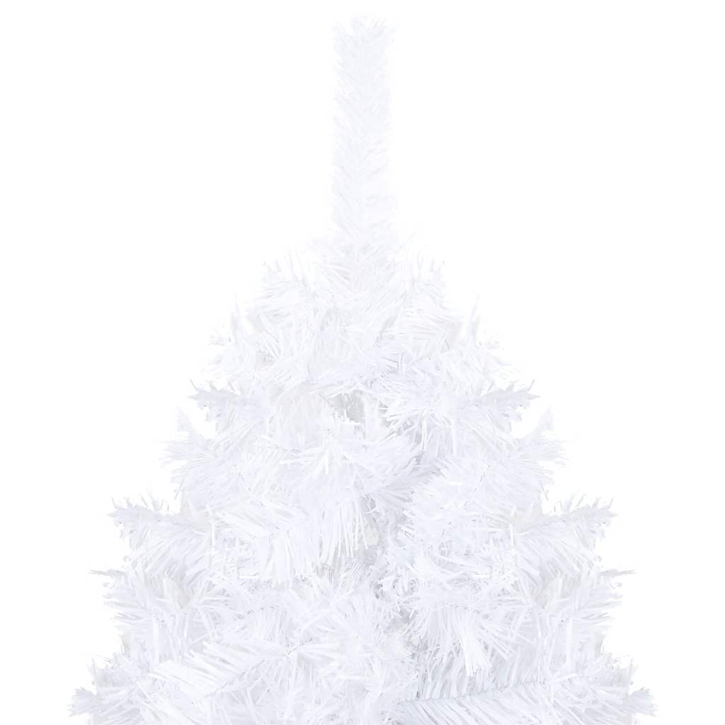 vidaXL Sztuczna choinka z lampkami i bombkami, biała, 120 cm, PVC