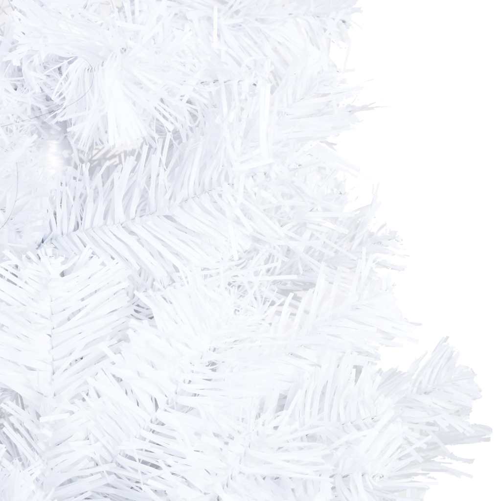 vidaXL Sztuczna choinka z lampkami i bombkami, biała, 150 cm, PVC