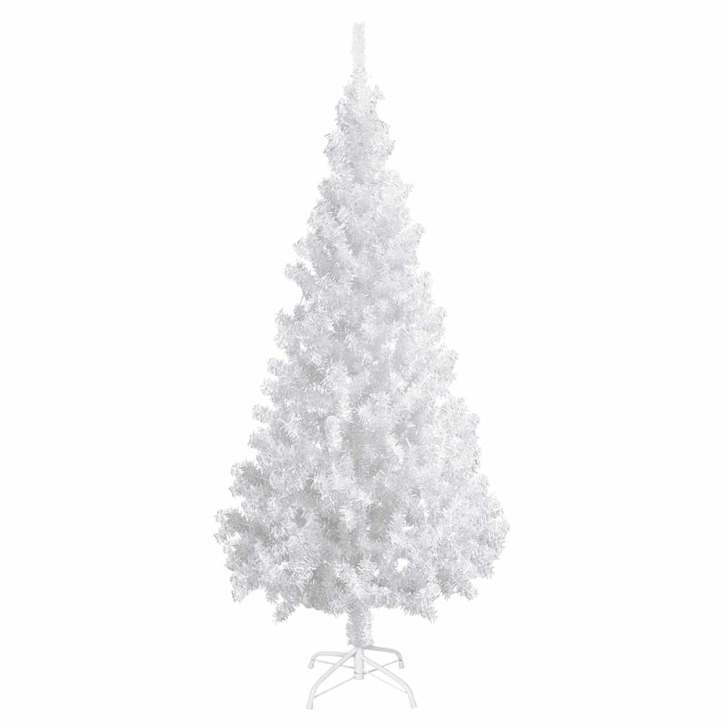 vidaXL Sztuczna choinka z lampkami i bombkami, biała, 180 cm, PVC