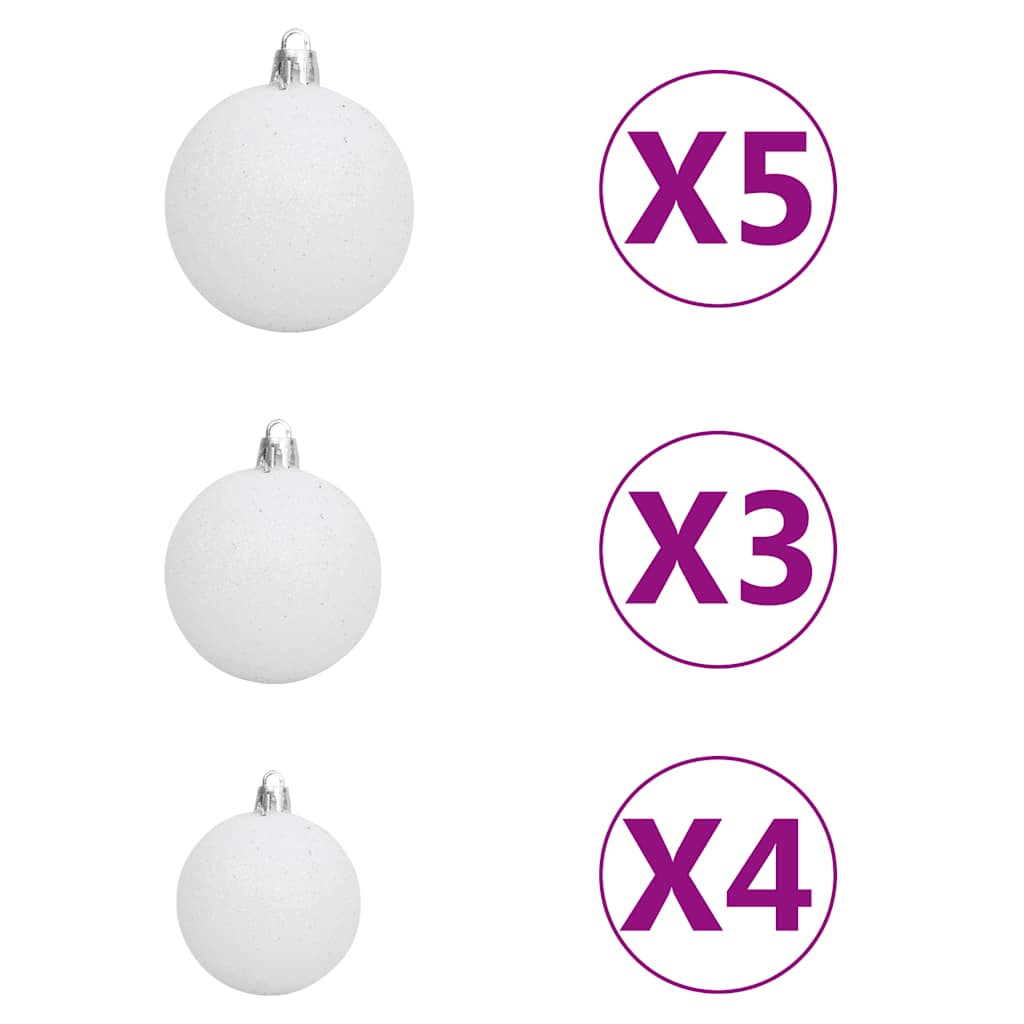 vidaXL Sztuczna choinka z lampkami i bombkami, biała, 120 cm