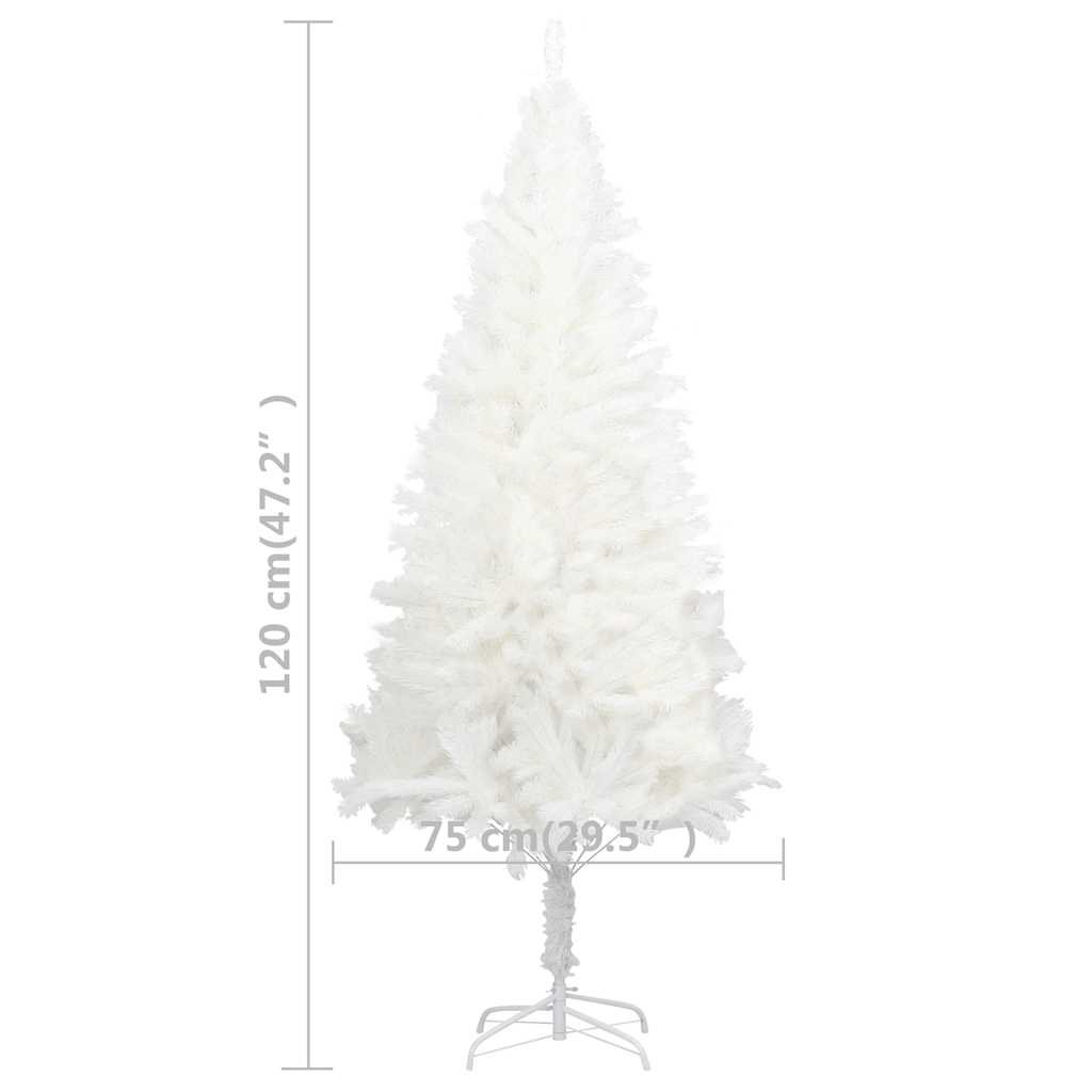 vidaXL Sztuczna choinka z lampkami i bombkami, biała, 120 cm