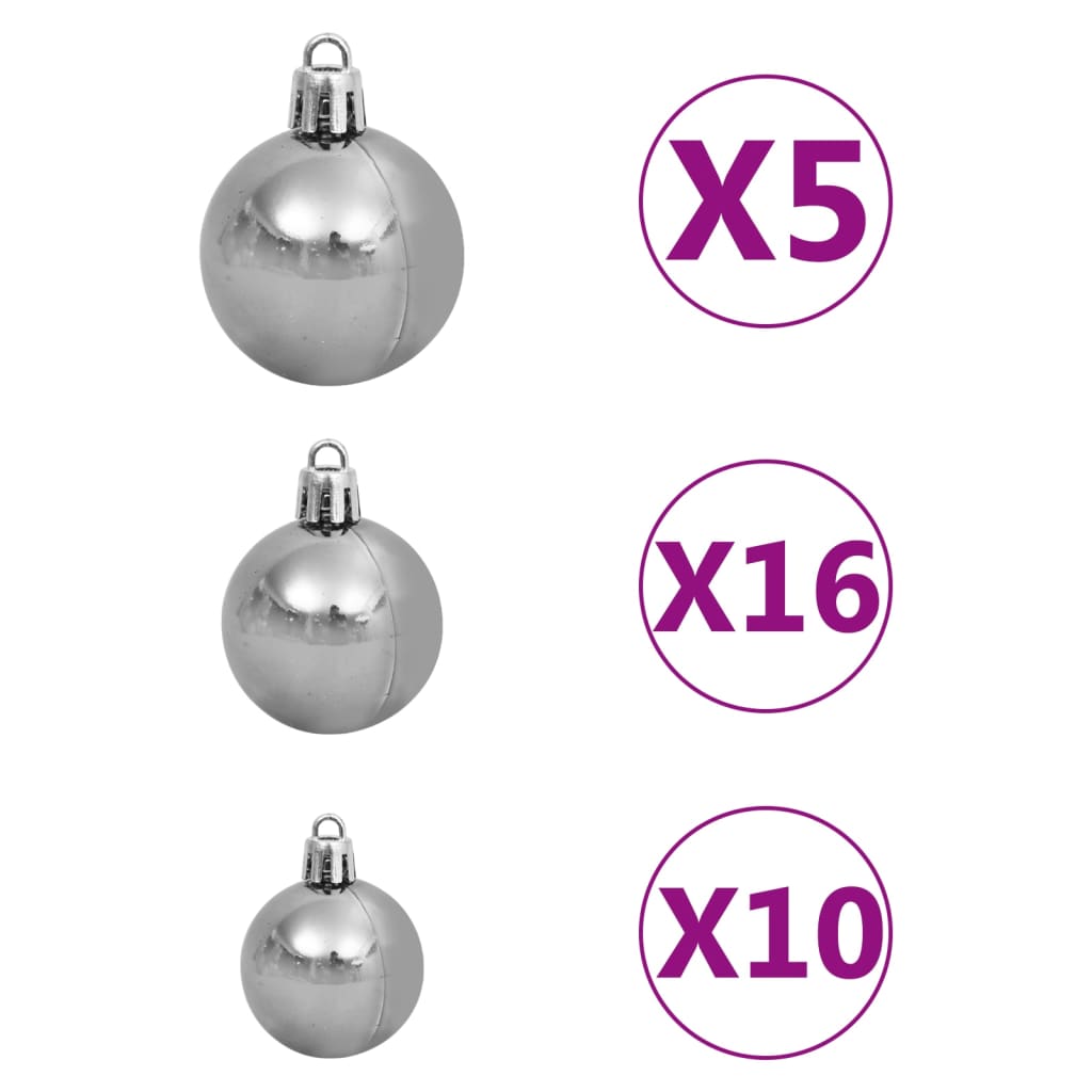 vidaXL Sztuczna choinka z lampkami i bombkami, biała, 240 cm