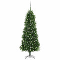 vidaXL Sztuczna choinka z lampkami i bombkami, 240 cm, zielona
