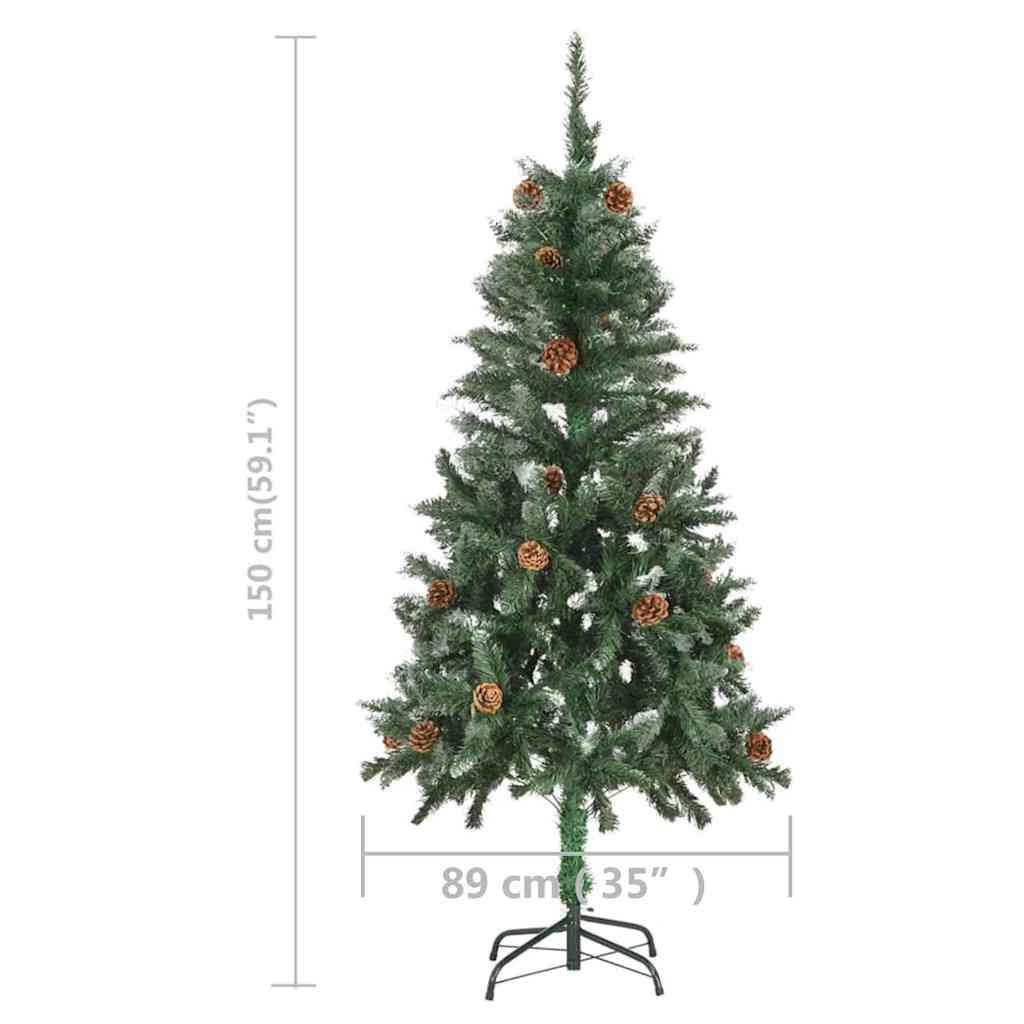 vidaXL Sztuczna choinka z lampkami i szyszkami, 150 cm