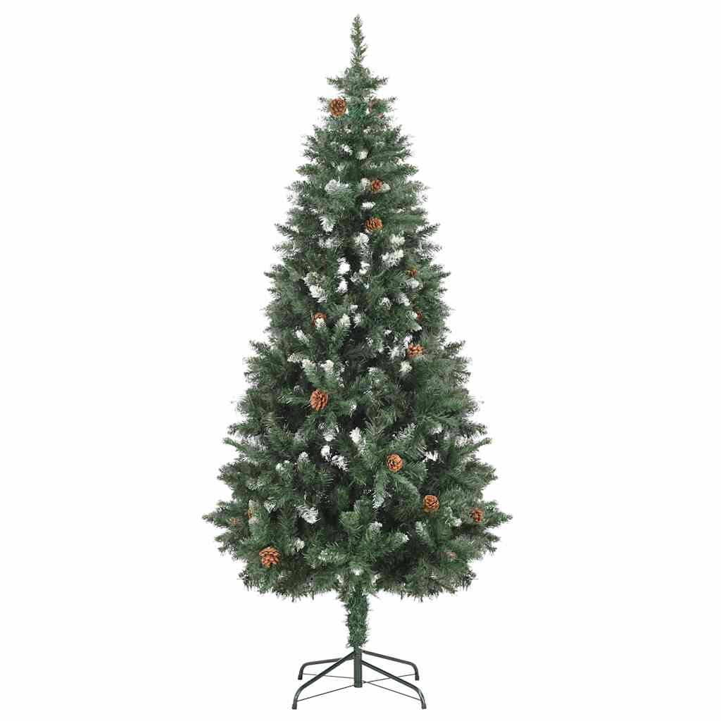 vidaXL Sztuczna choinka z lampkami i szyszkami, 180 cm