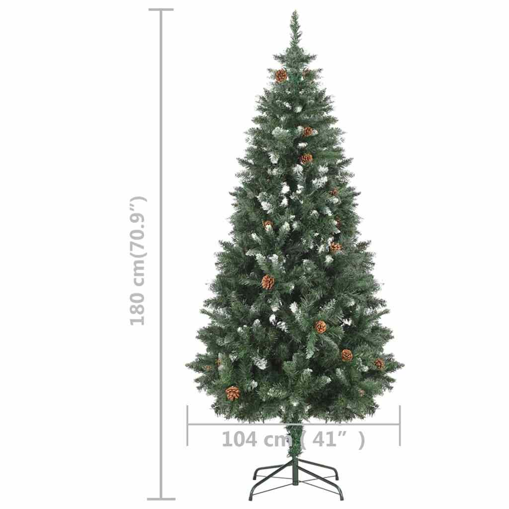 vidaXL Sztuczna choinka z lampkami i szyszkami, 180 cm