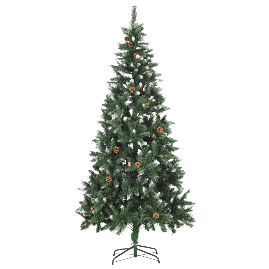 vidaXL Sztuczna choinka z lampkami i szyszkami, 210 cm