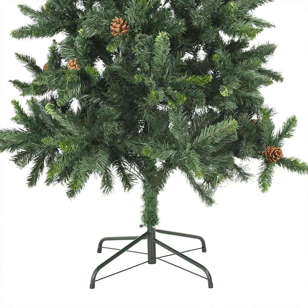 vidaXL Sztuczna choinka z lampkami i bombkami, zielona, 210 cm