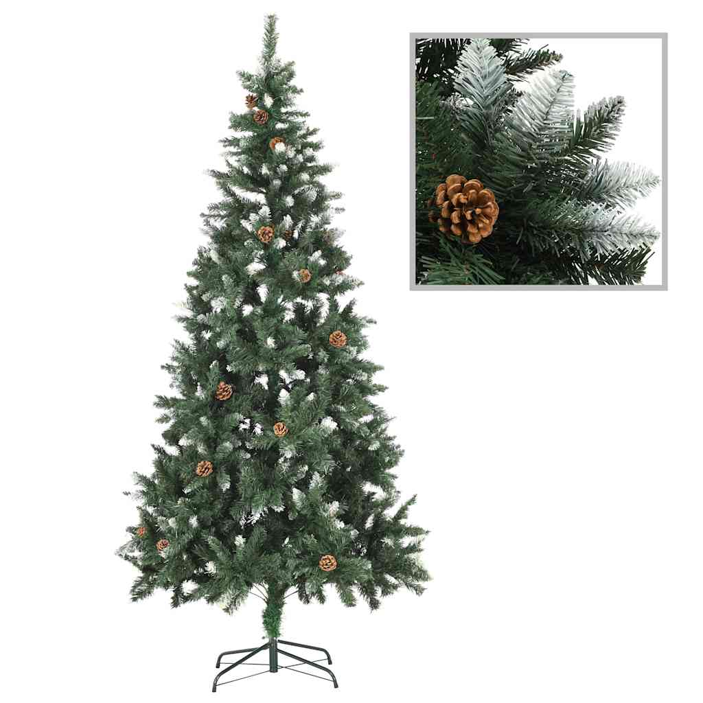 vidaXL Sztuczna choinka z lampkami i bombkami, 210 cm