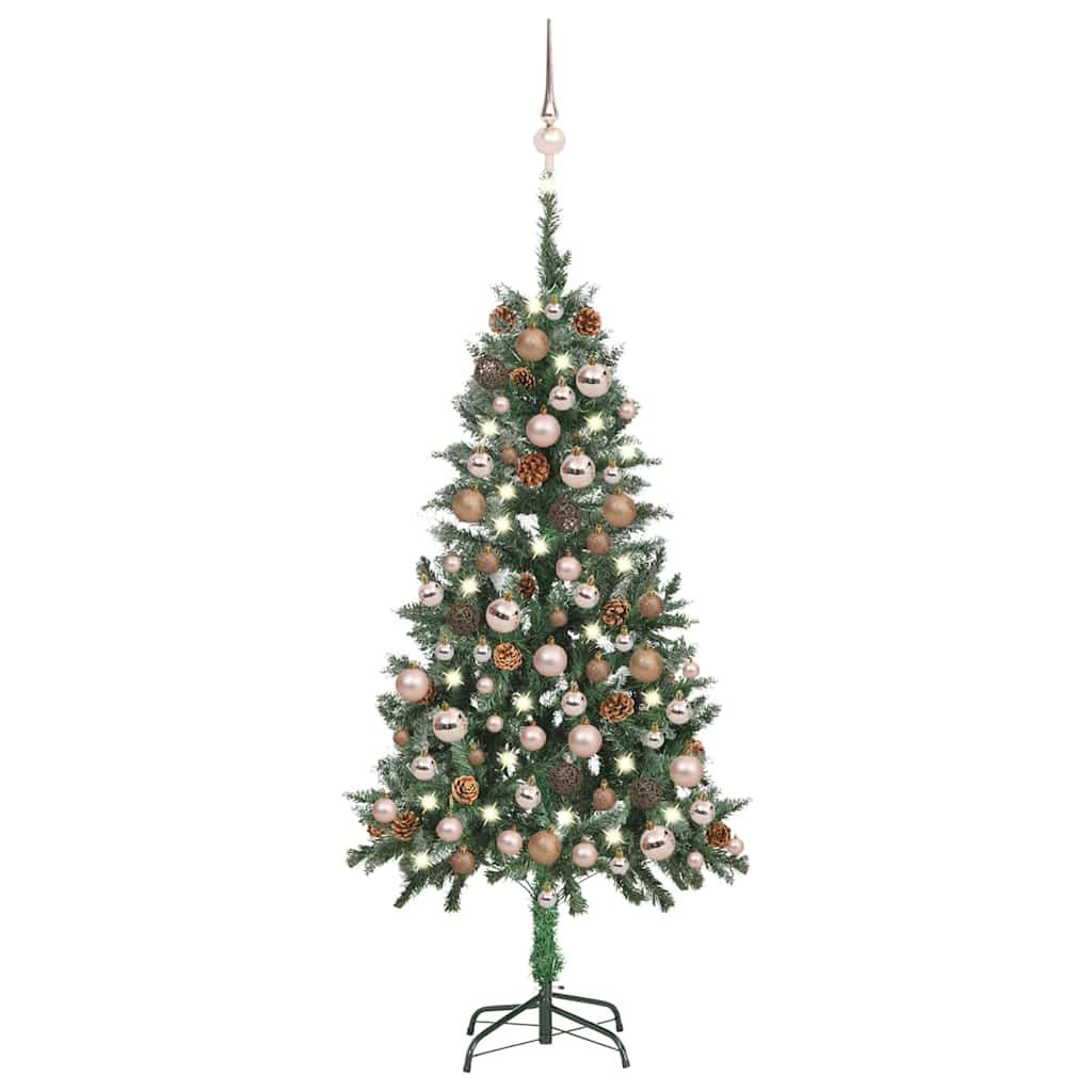 vidaXL Sztuczna choinka z lampkami, bombkami i szyszkami, 150 cm