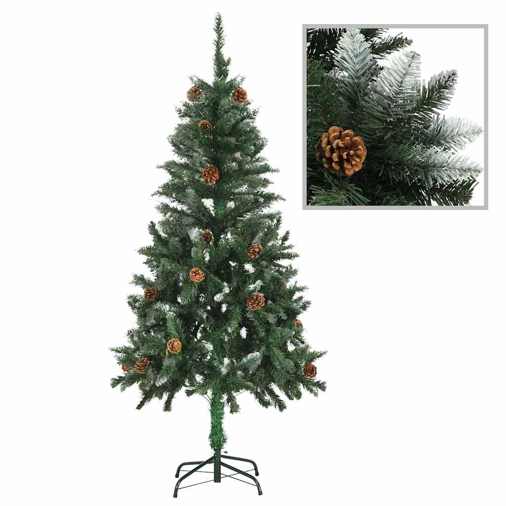 vidaXL Sztuczna choinka z lampkami, bombkami i szyszkami, 150 cm