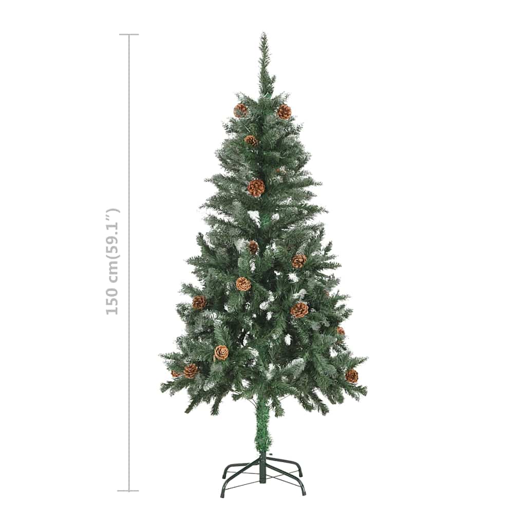 vidaXL Sztuczna choinka z lampkami, bombkami i szyszkami, 150 cm