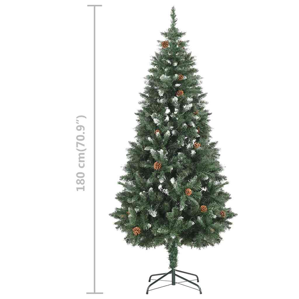 vidaXL Sztuczna choinka z lampkami, bombkami i szyszkami, 180 cm