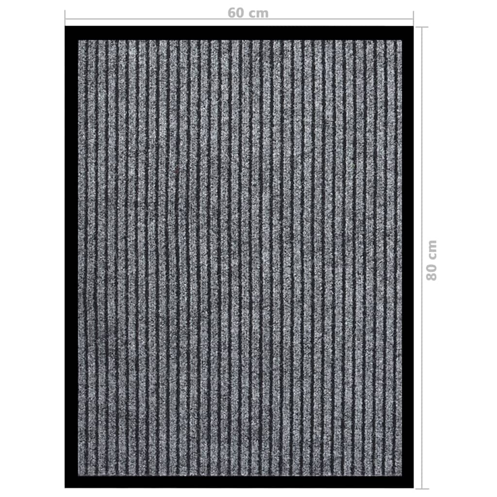 vidaXL Wycieraczka, prążkowana, szara, 60x80 cm