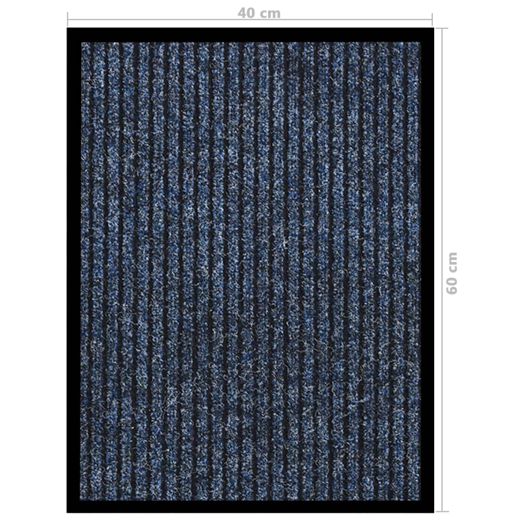 vidaXL Wycieraczka, prążkowana, niebieska, 40x60 cm