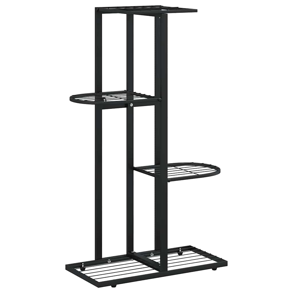 vidaXL 4-poziomowy stojak na kwiaty, 43x22x76 cm, czarny, metalowy