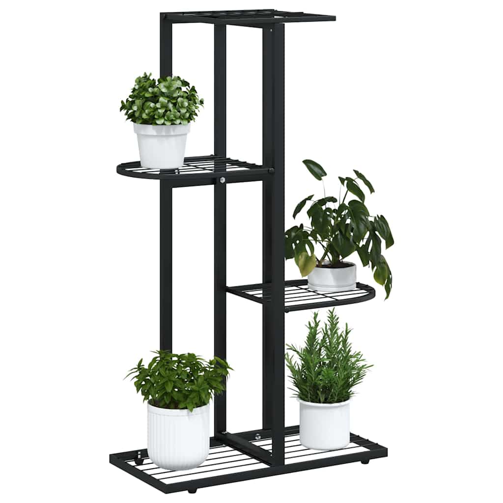 vidaXL 4-poziomowy stojak na kwiaty, 43x22x76 cm, czarny, metalowy